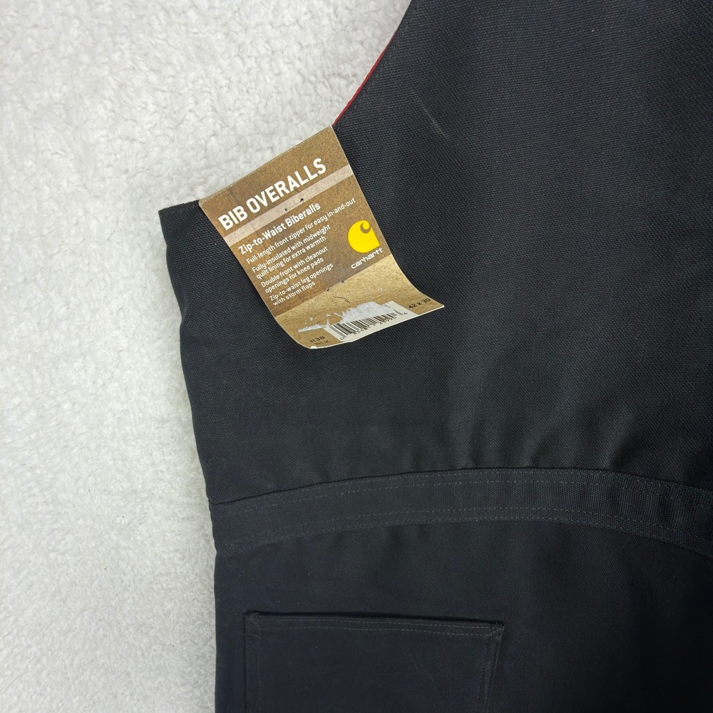 Carhartt Zip-To-Waist Insulated Biberalls Lined Mens 42x30 R38 BLK Black NOS NWT